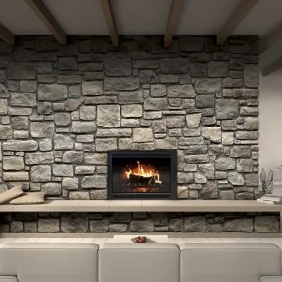 Şömine dekoratif taş kaplama masso zeytin kültür taşı modeli