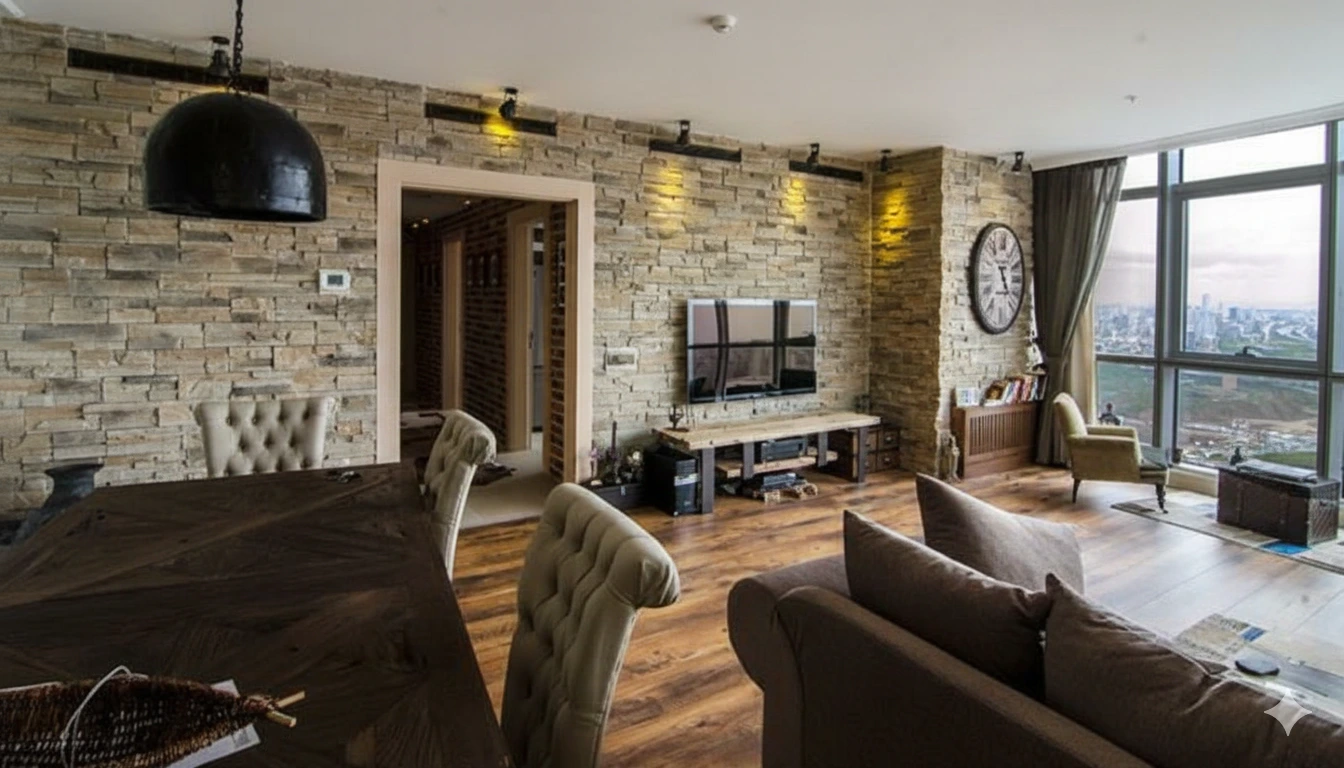 Salon Dekoratif Taş Tv Arkası İyi Farklı Boyutlar Kazandırın